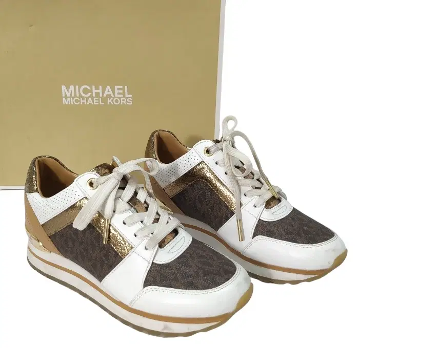 Size 5.5 - Michael Kors Dash Logo & Leather Trainer Lace-Up Shoes