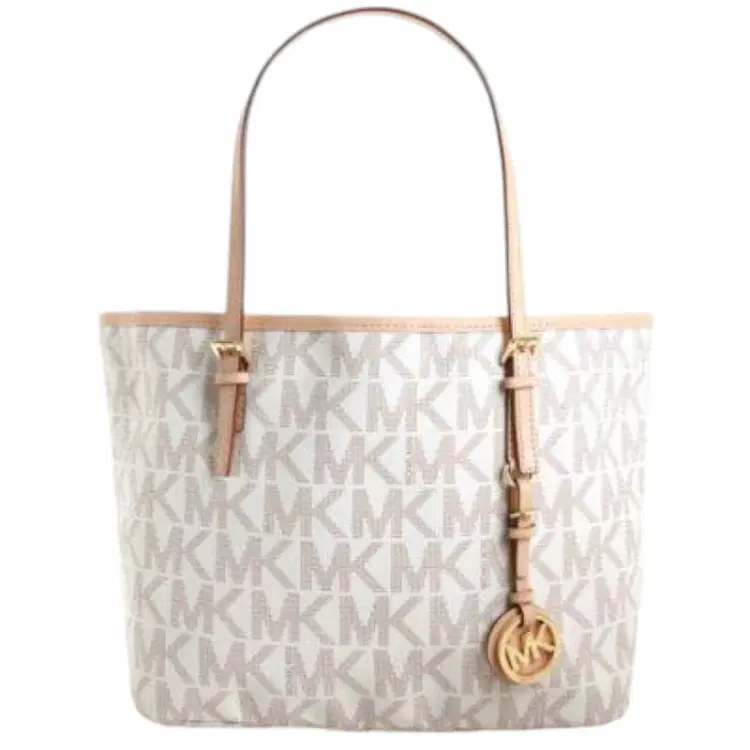 Michael Kors Monogram White Shopper Tote-Hover-Image