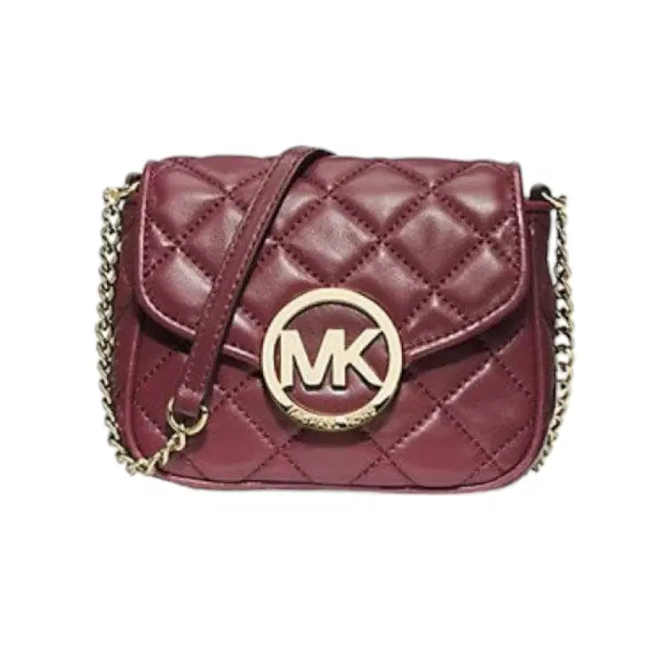 Michael Kors Small Fulton Quilted Crossbody Bag Burgundy-Hover-Image