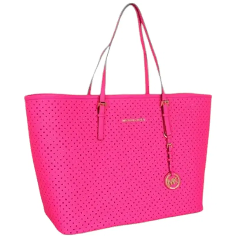MICHAEL Michael Kors Medium Jet Set Perforated Travel Tote - Fuschia
