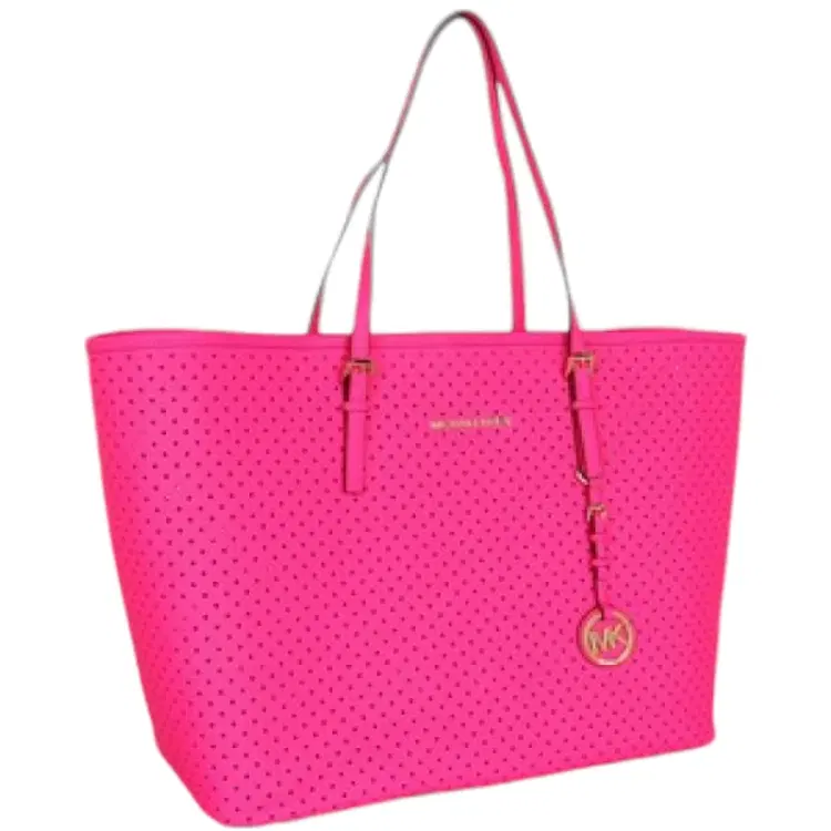 MICHAEL Michael Kors Medium Jet Set Perforated Travel Tote - Fuschia-Hover-Image
