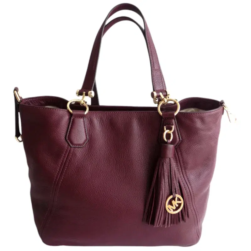 Michael Kors Merlot Large Frances Pebbled Leather Shoulder Hobo Bag