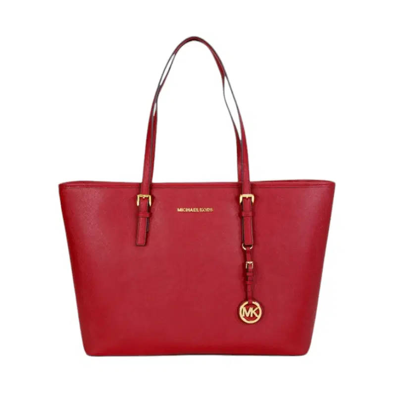 Michael Kors Jet Set Large Travel Medium Saffiano Leather Tote Red
