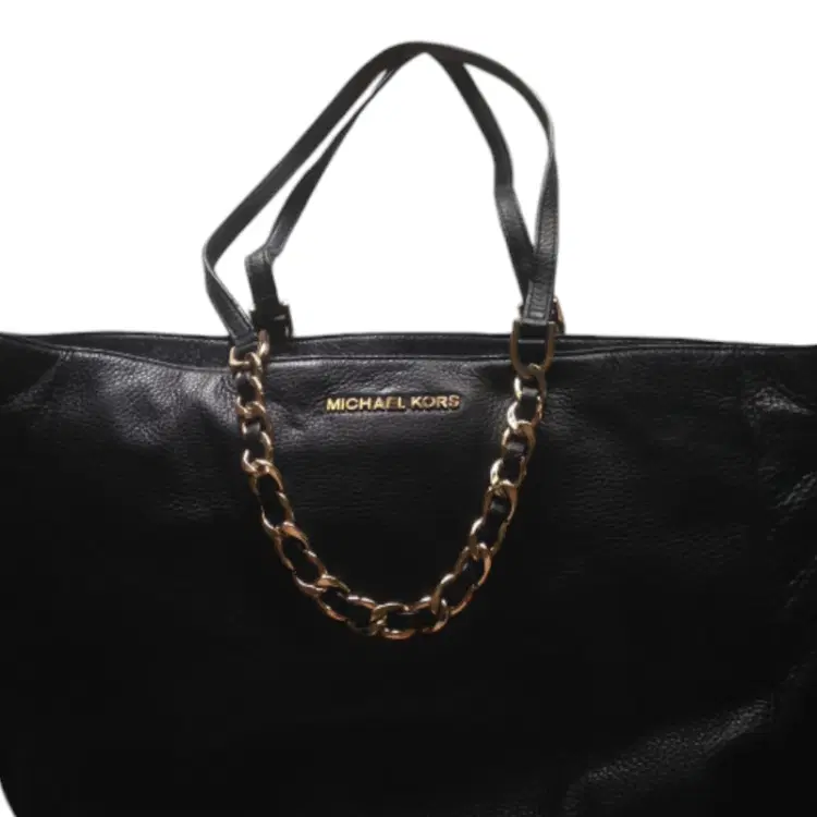 Michael Kors Harper Leather Large EW Tote Hand Bag in Black-Hover-Image