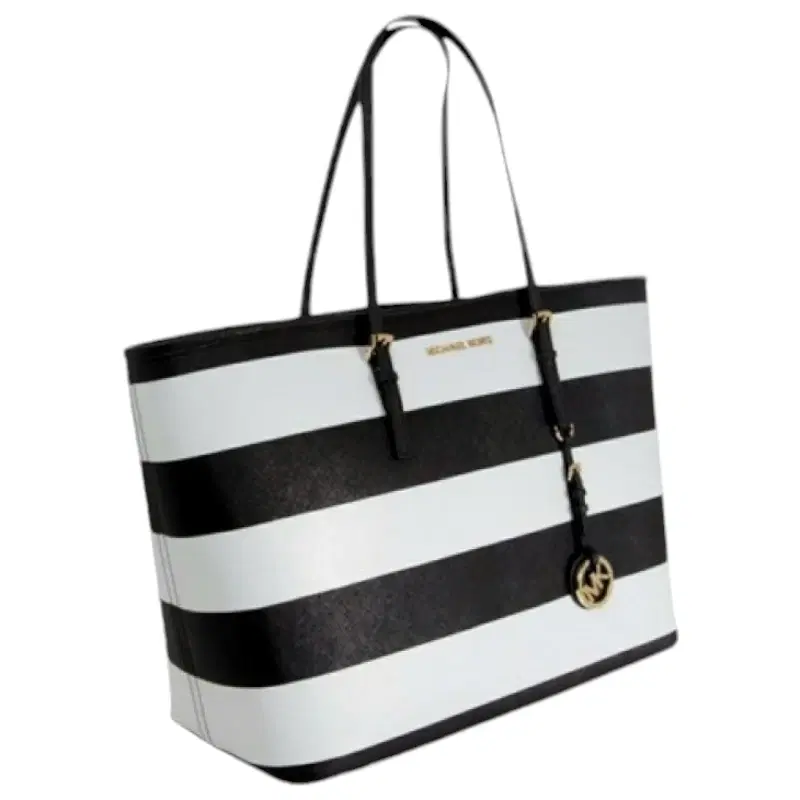 Michael Kors Striped Black and White Saffiano Leather Tote