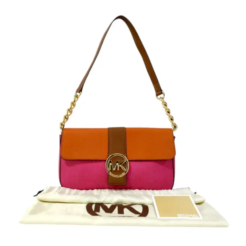 Michael Kors Orange Fuschia Fulton Shoulder Bag