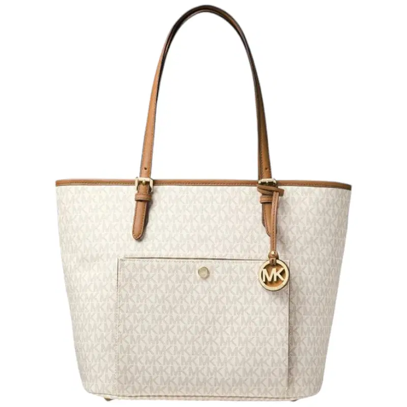 Michael Kors Jet Set Large Top Zip Snap Pocket Tote