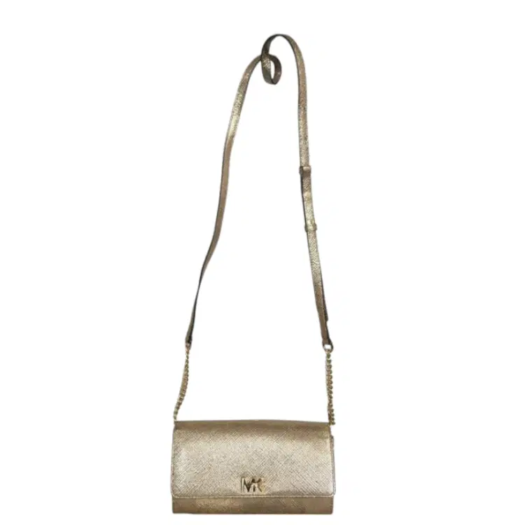 Michael Kors Pale Gold Mott Metallic Leather Crossbody Bag-Hover-Image