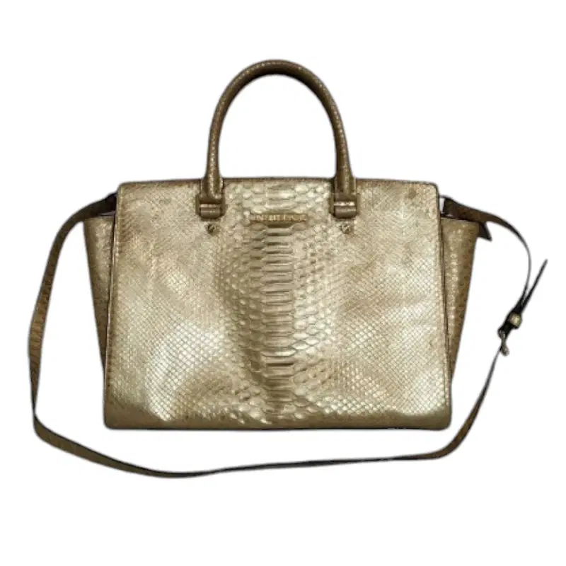 Michael Kors Selma Metallic Silver Python Embossed Leather Tote