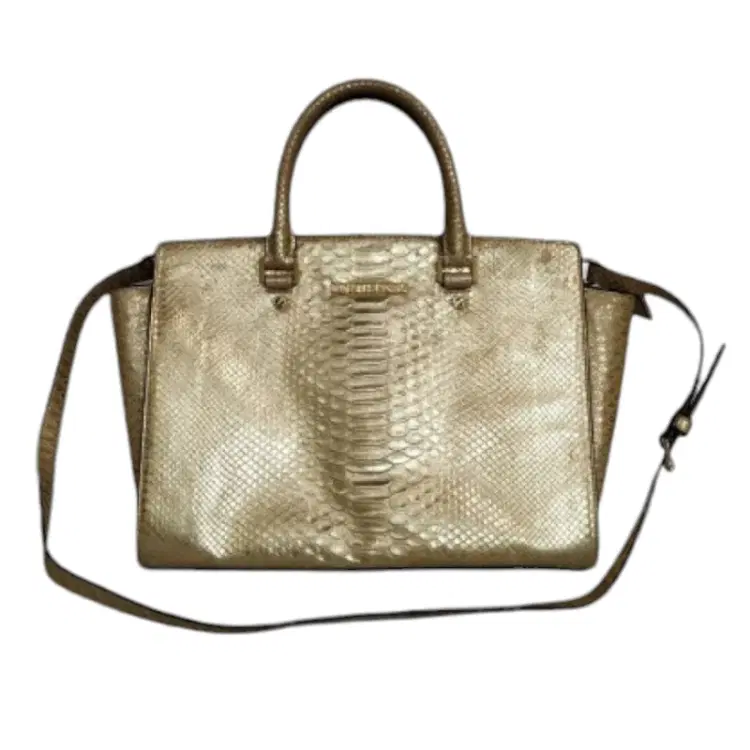 Michael Kors Selma Metallic Silver Python Embossed Leather Tote-Hover-Image