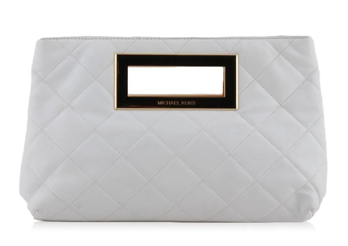 Michael Kors Quilted Berkeley White Clutch