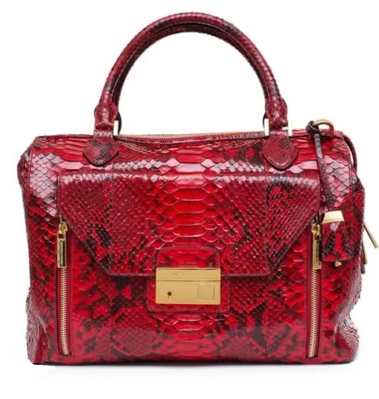 Michael Kors Collection Gia Python Embossed Flap Top Zip Satchel-Hover-Image