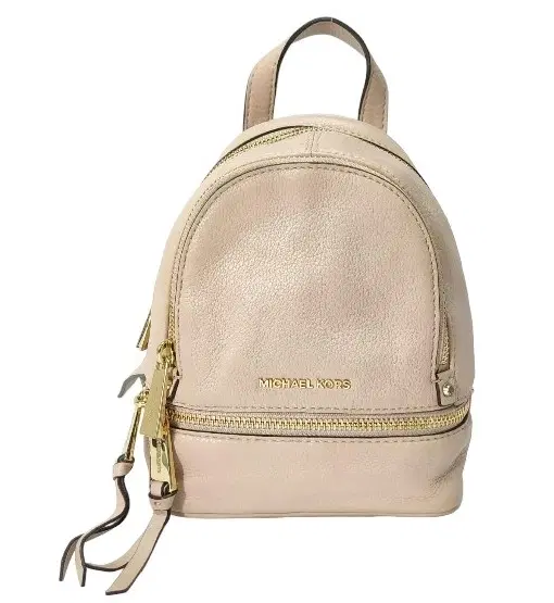 Michael Kors Rhea Zip Small Backpack Pebble Leather in Pink