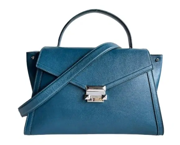 Michael Kors Whitney Medium Leather Satchel In Blue
