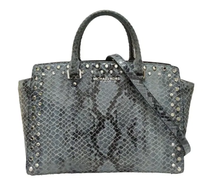 Michael Kors Selma Jewel Stud Python Print Leather Tote