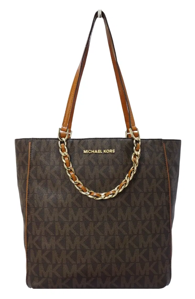 Michael Kors Harper Sig Large North South MK Logo Tote Brown-Hover-Image