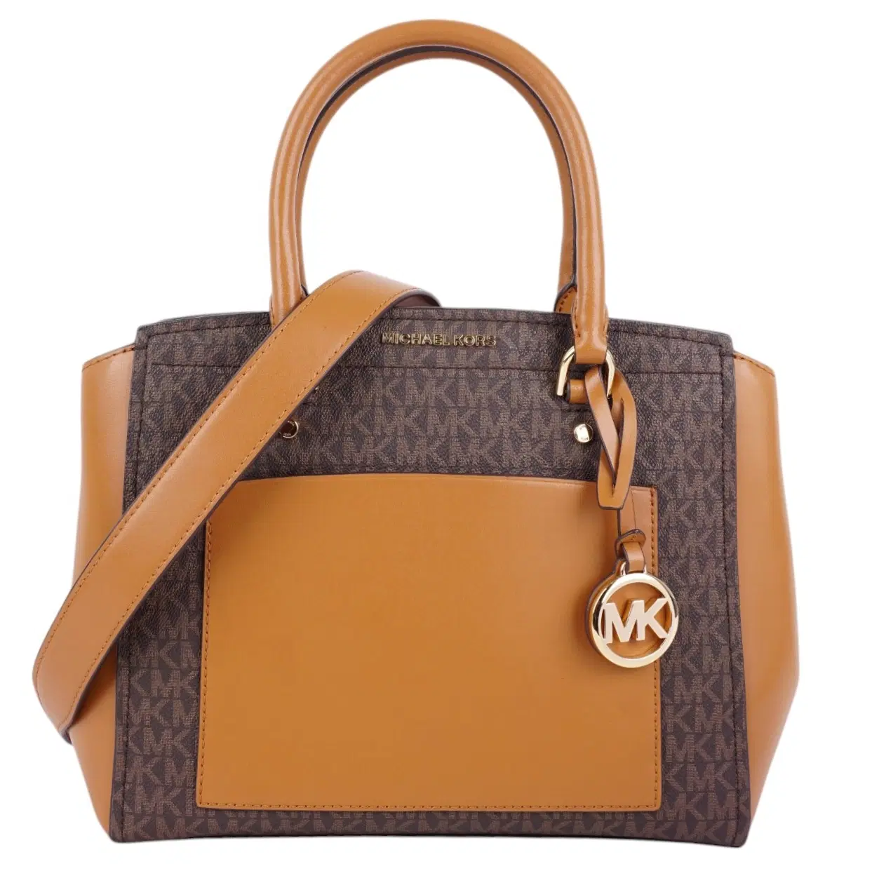 Michael Kors Park Medium Logo and Leather Satchel