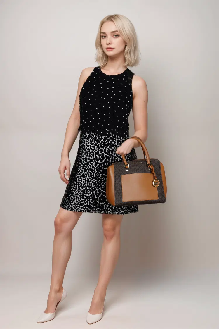 Michael Kors Park Medium Logo and Leather Satchel-Hover-Image