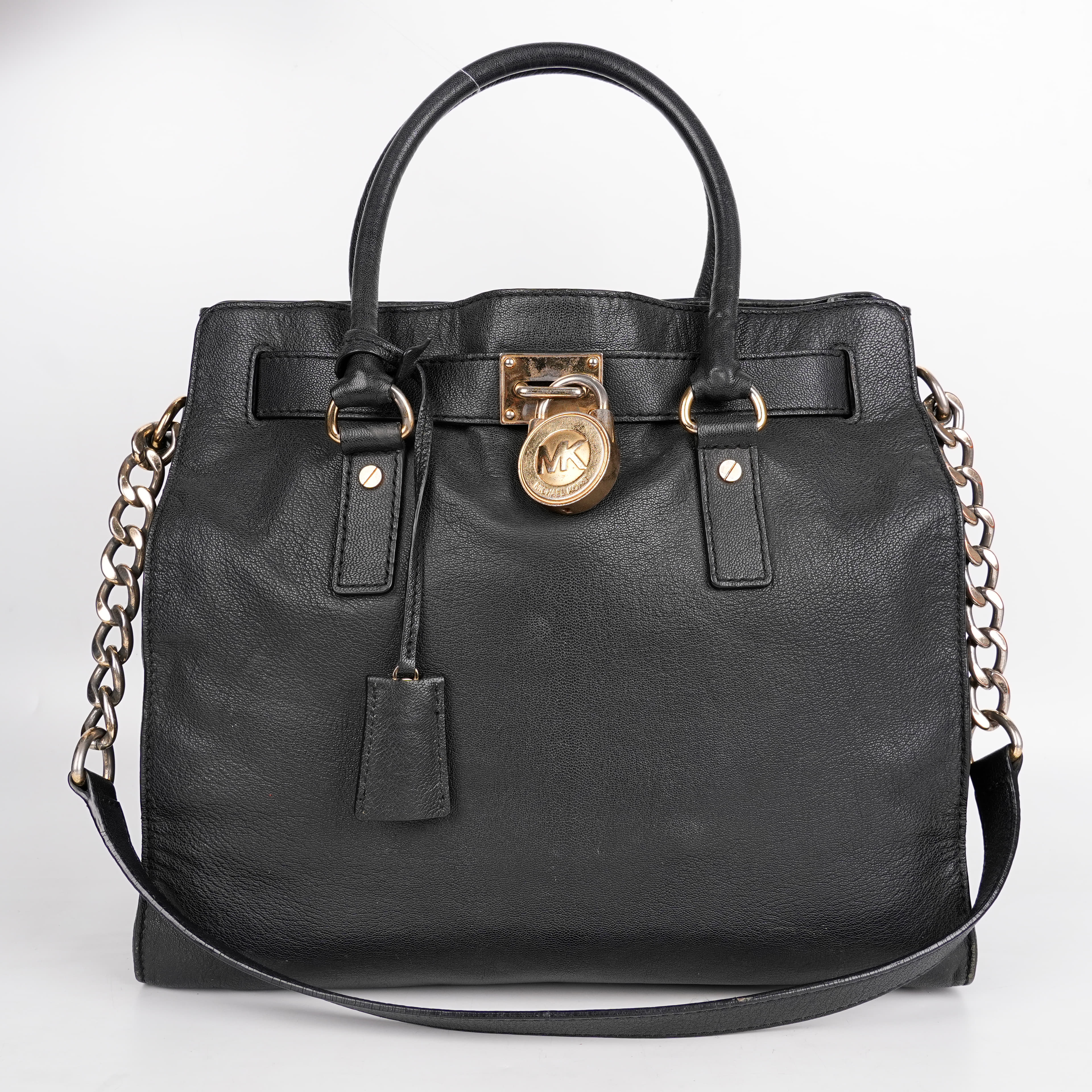 Michael Kors Hamilton Black Leather Satchel