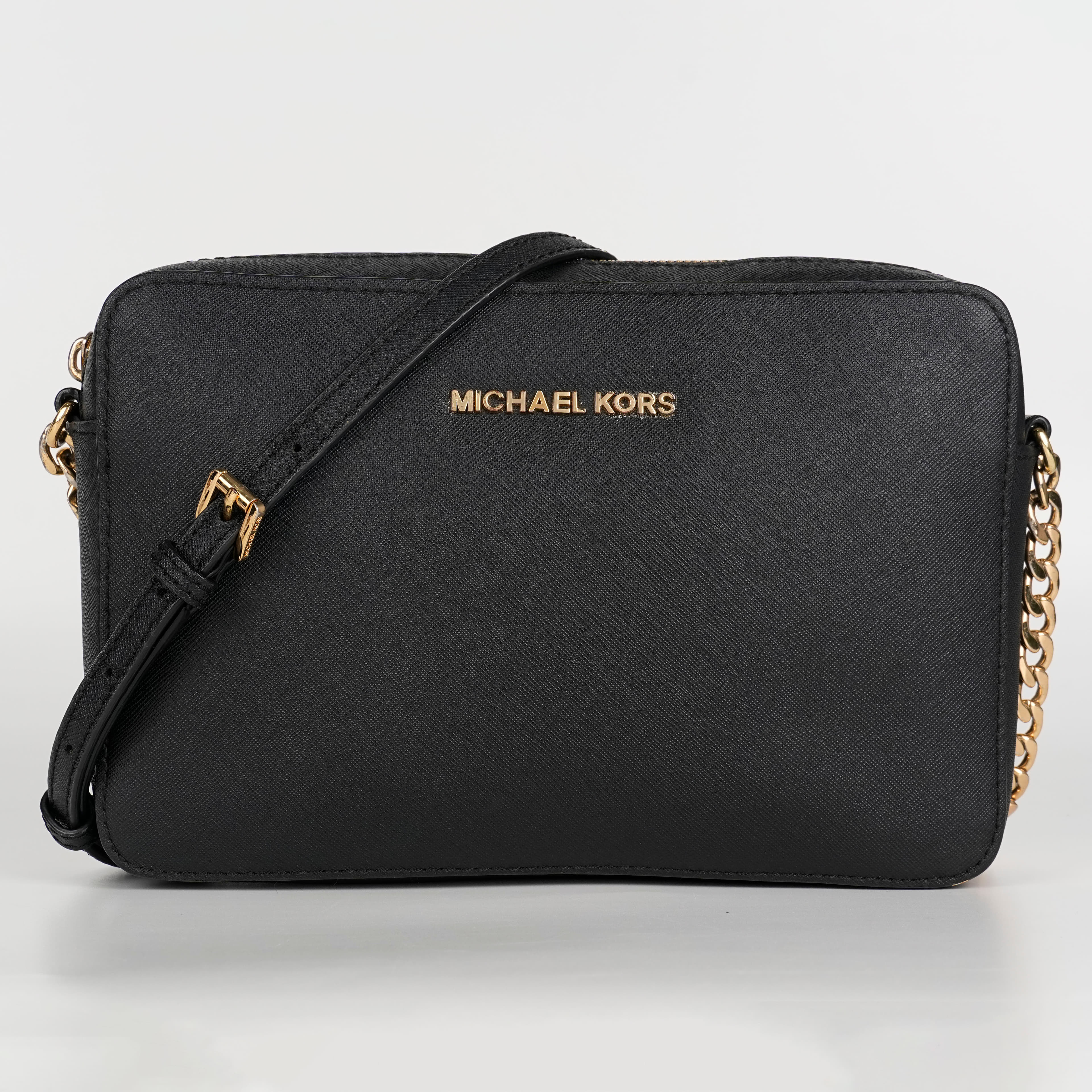 Michael Kors Jet Set Large Saffiano Leather Crossbody Bag, Black