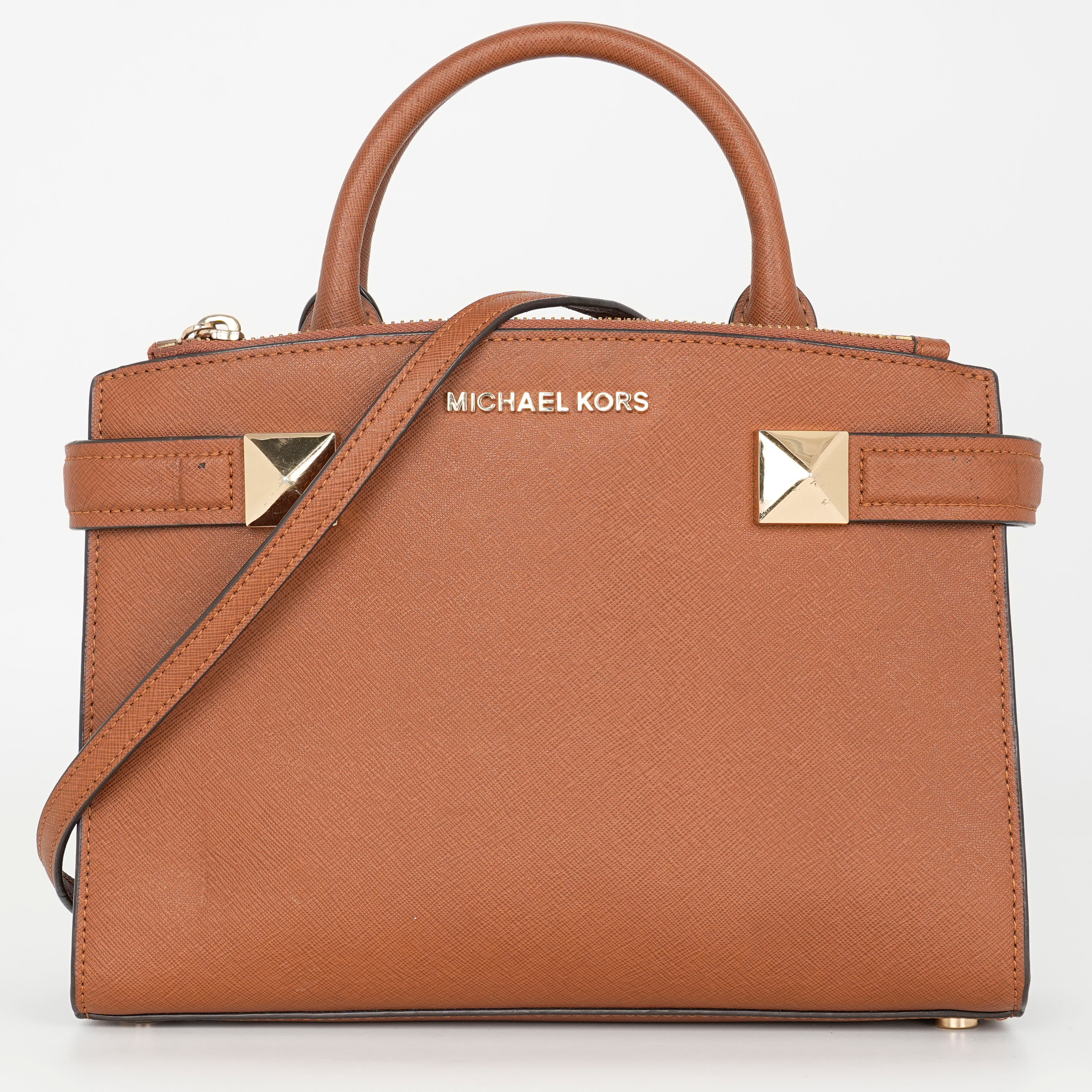 Michael Kors Brown Leather Small Karla Eeast West Tote