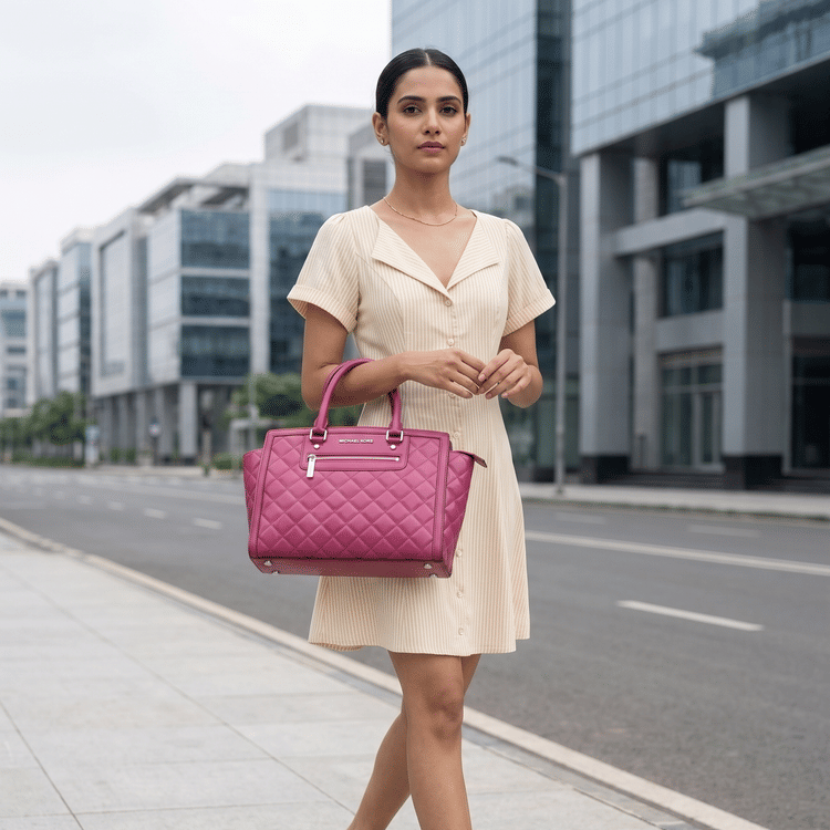 Michael Kors Pink Quilted Leather Selma Tote-Hover-Image