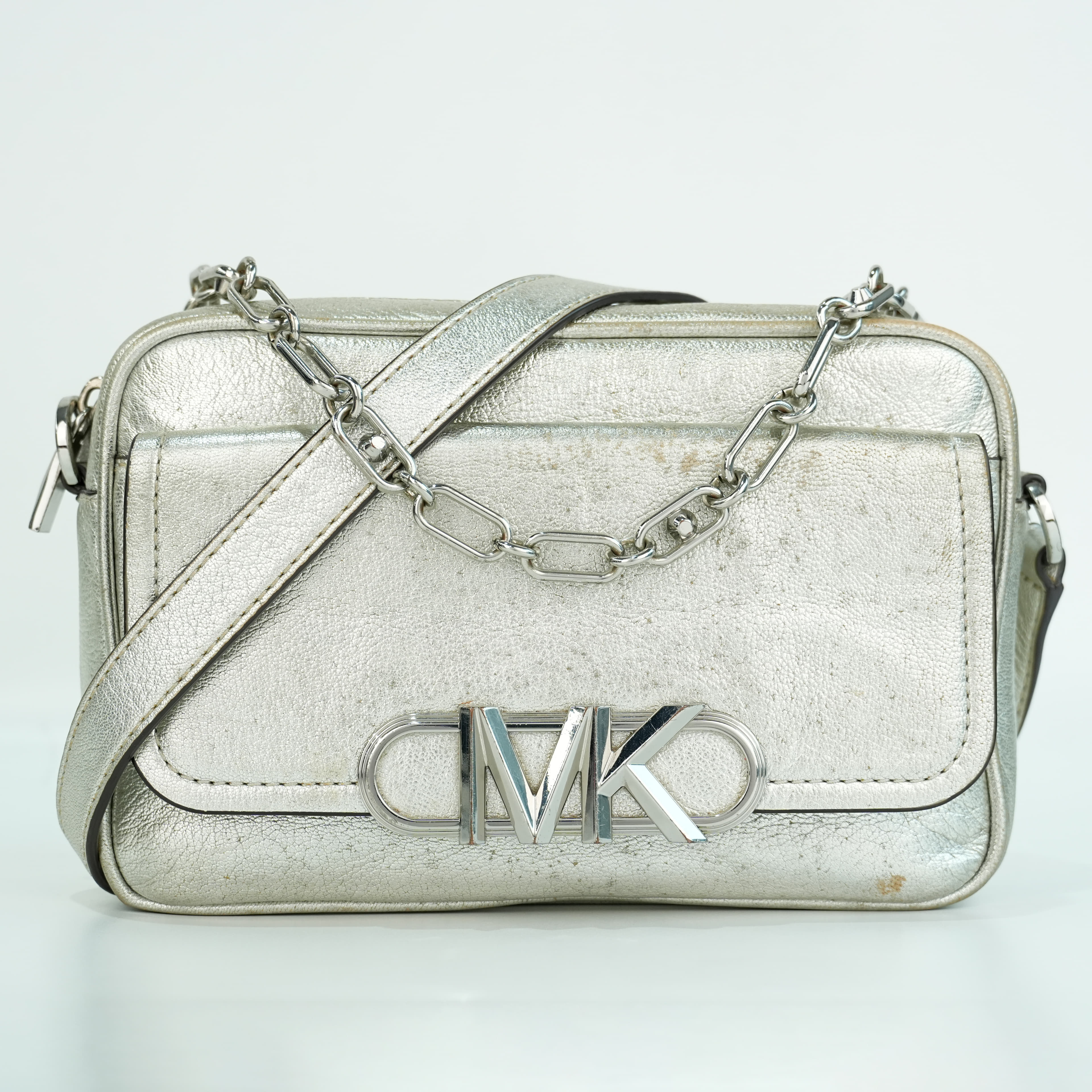 Michael Kors Silver Metallic Crossbody Bag