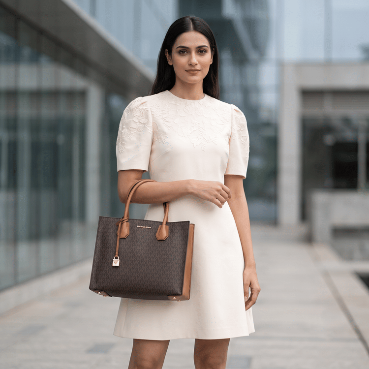 Michael Kors Brown Mercer Medium Logo Satchel-Hover-Image