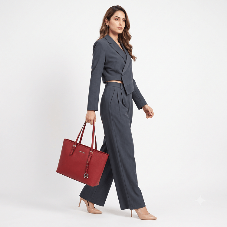 Michael Kors Red Scaelet Quinn Top-Zip Tote Bag-Hover-Image