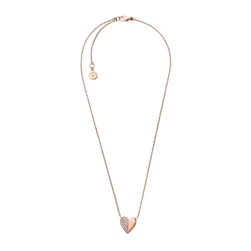 Michael Kors Golden Pave Heart Pendant Necklace
