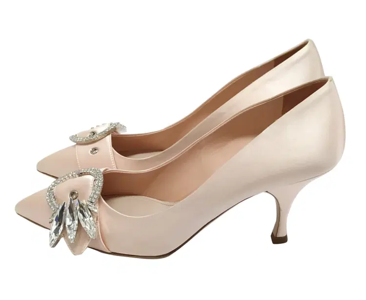 Size 38 - Miu Miu Satin Jeweled Crstyal Buckle Wedding Pumps-Hover-Image