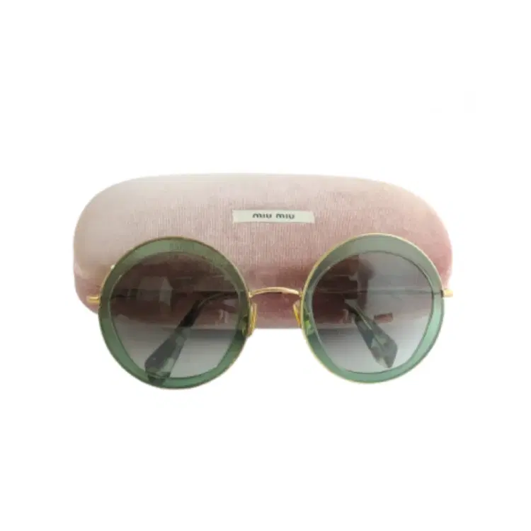 Miu Miu SMU 50Q TWN-1E0 Green Gold Grey Fade Sunglasses-Hover-Image