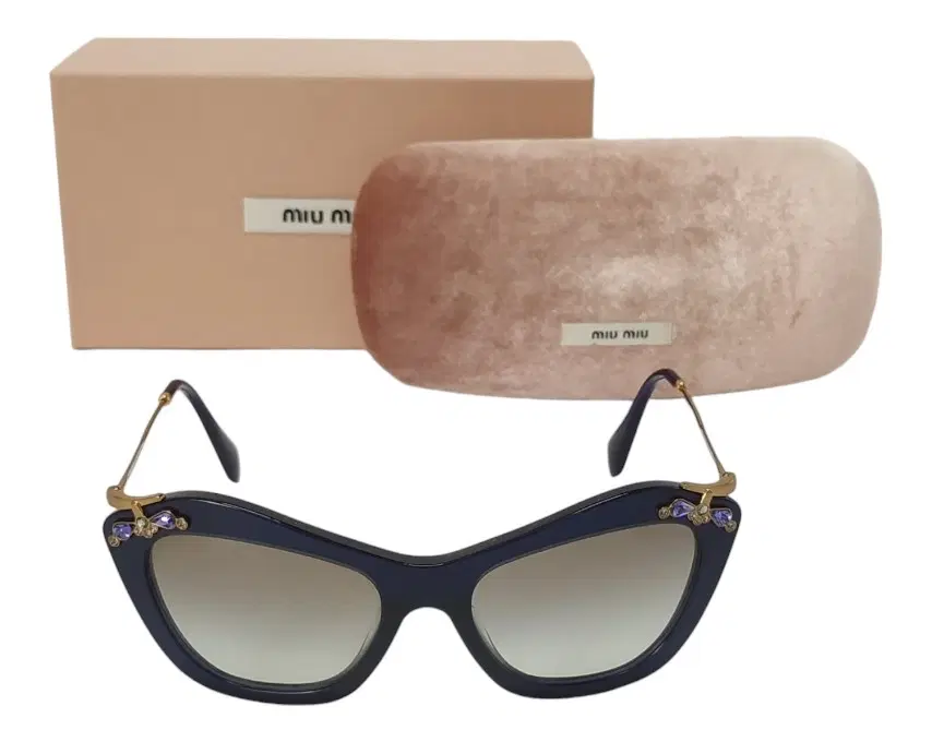 Miu Miu Black SMU 03P Embellished Cat Eye Sunglasses