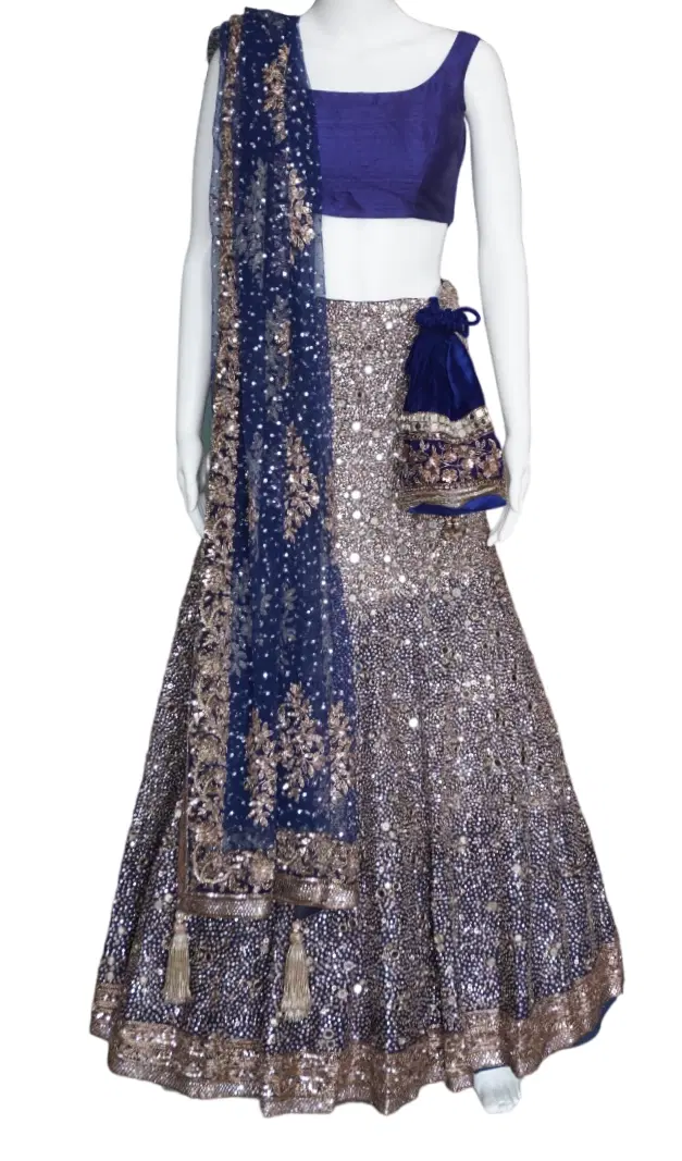 Manish Malhotra Blue Embroidered Lehenga, Standard XS