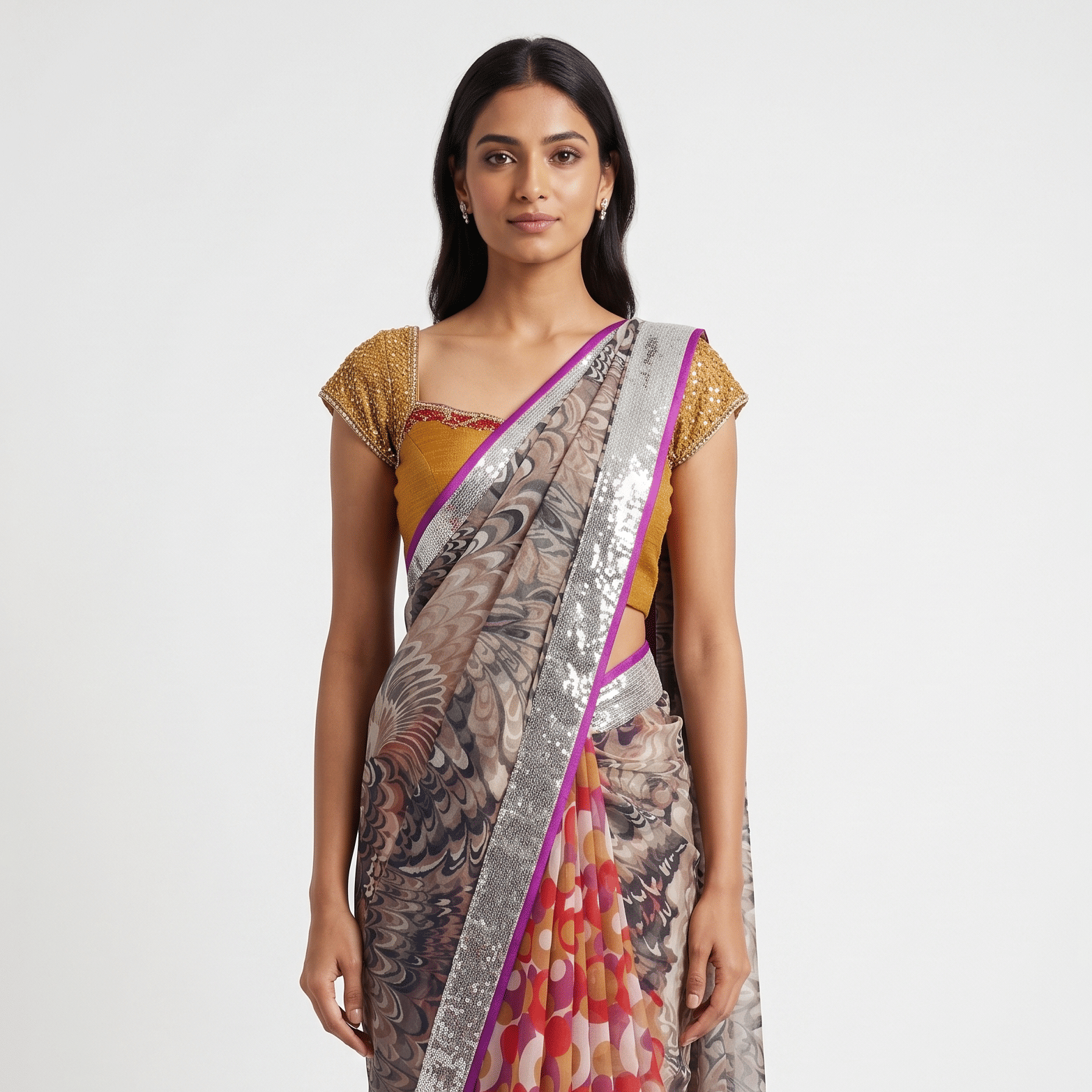 Manish Malhotra Georgette Multi Colour Saree