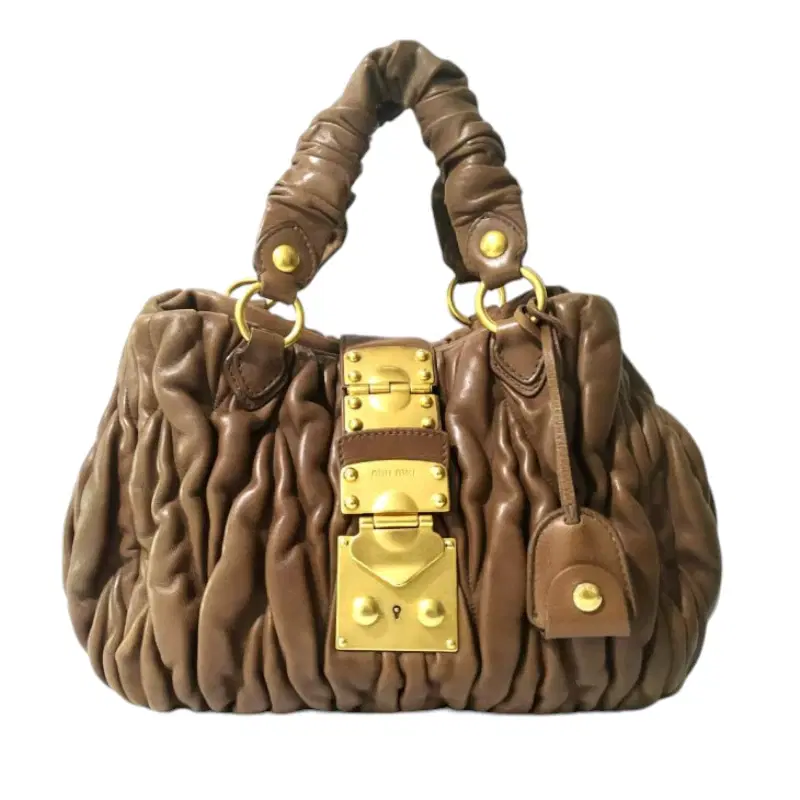 Miu Miu Brown Matelasse Leather Bauletto Aperto Tote
