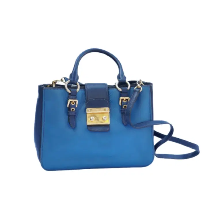 Miu Miu Leather Madras Bicolore Tote-Hover-Image