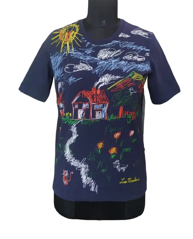 Moschino Navy Multicolor Print Tshirt
