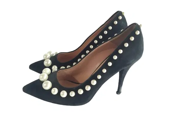 Moschino Faux Pearls Suede Pumps