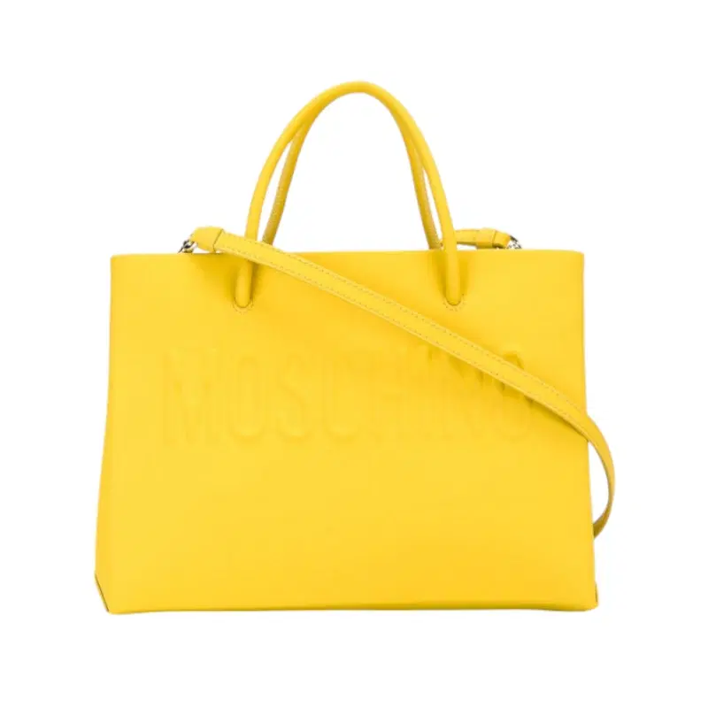 Moschino Yellow Leather Logo Tote