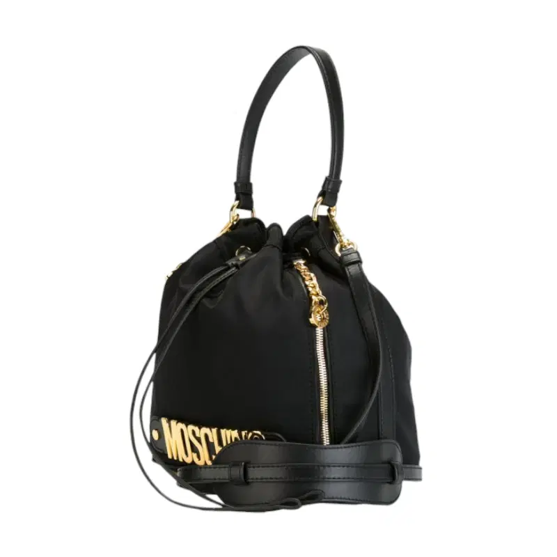 Moschino Black Logo Bucket Tote