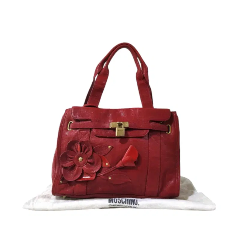 Moschino Cheap and Chic Red Leather Flower Satchel