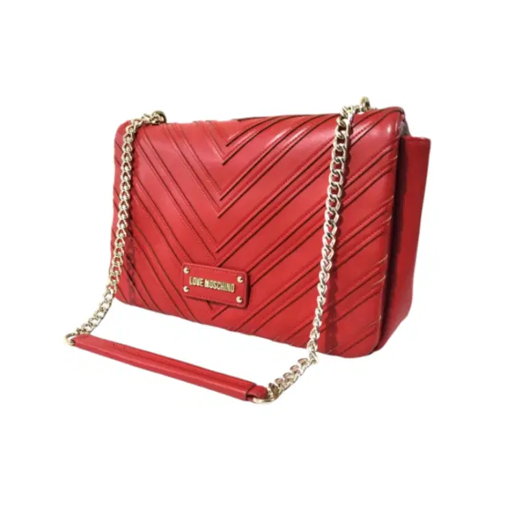 Moschino Red Chevron Faux-leather Medium Shoulder Bag-Hover-Image