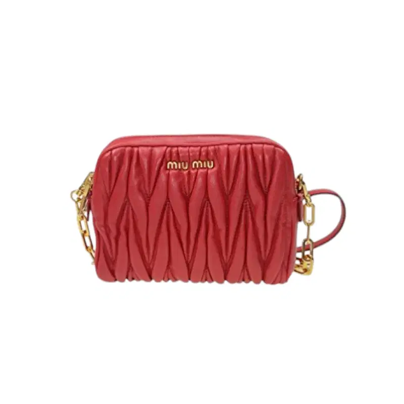 Miu Miu Mini Clutch in Rosso Red Sheepskin Matelasse Leather