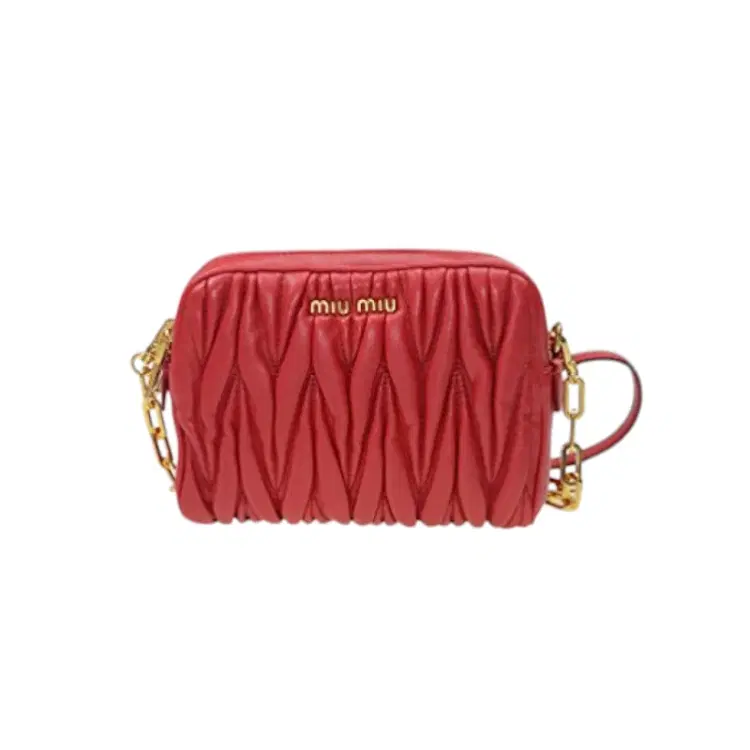 Miu Miu Mini Clutch in Rosso Red Sheepskin Matelasse Leather-Hover-Image