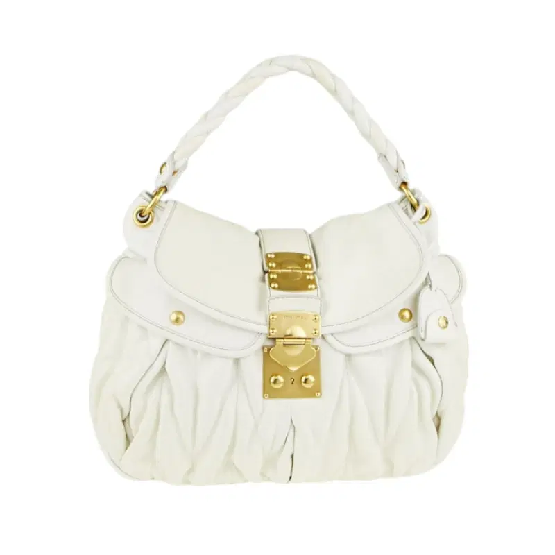 MIU MIU White Matelasse Lambskin Leather Coffer Hobo Bag