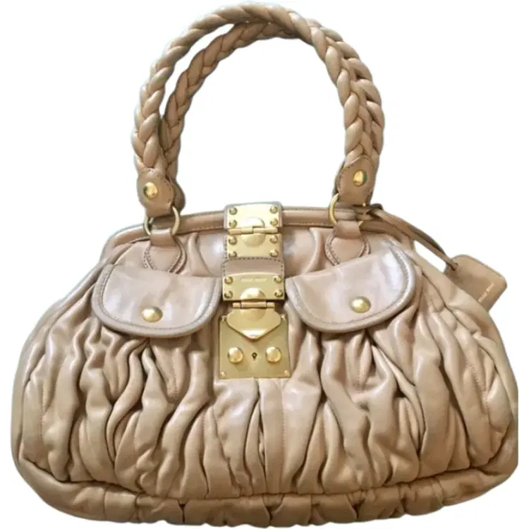 Miu Miu Nappa Matelasse Coffer Frame Tote Beige Satchel-Hover-Image
