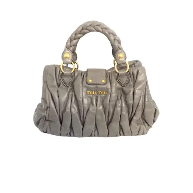 Miu Miu Matelasse Braided Grey Leather Satchel