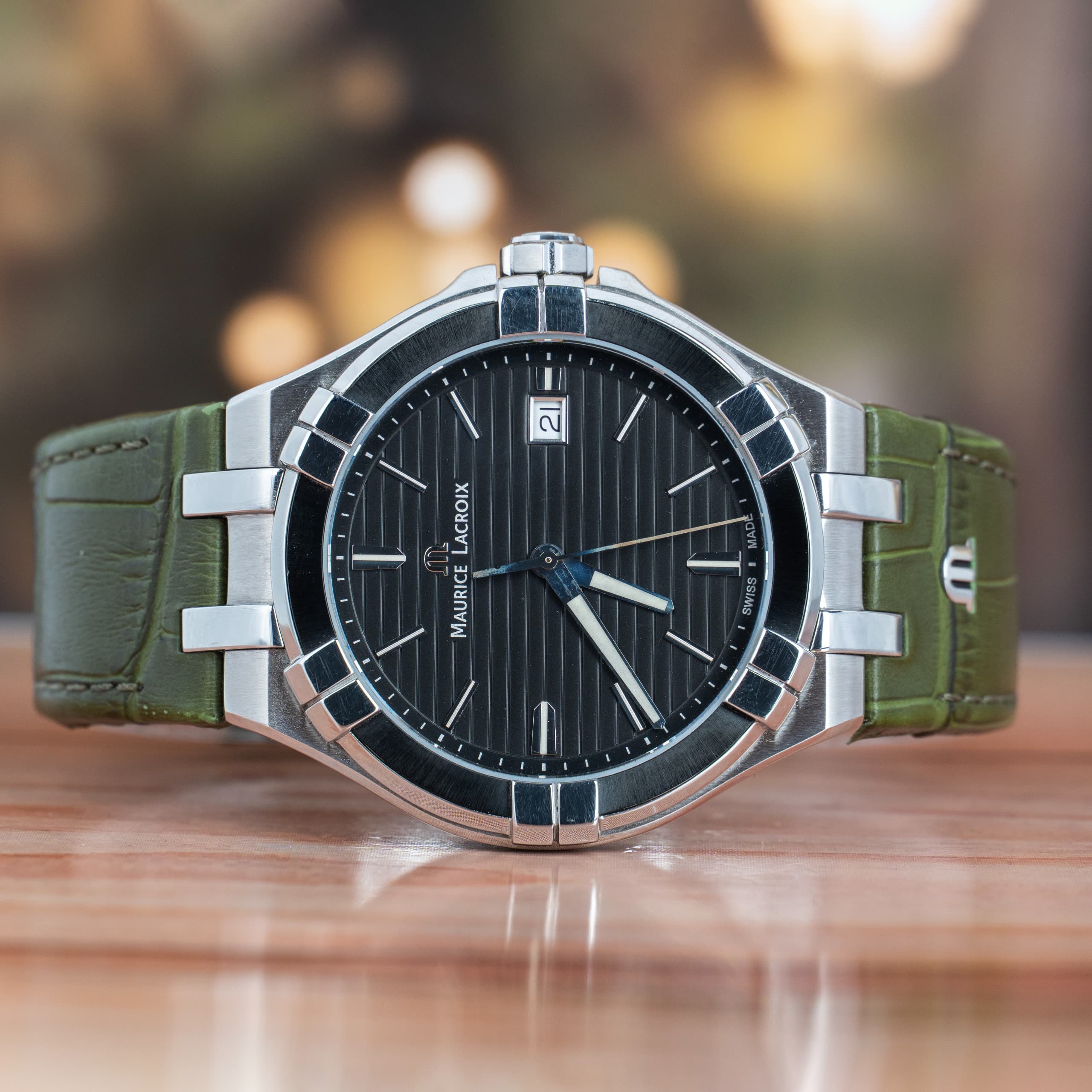 Maurice Lacroix Aikon 42 MM Black Dial Stainless Steel Quartz Watch AI1008-PVB21-330-1