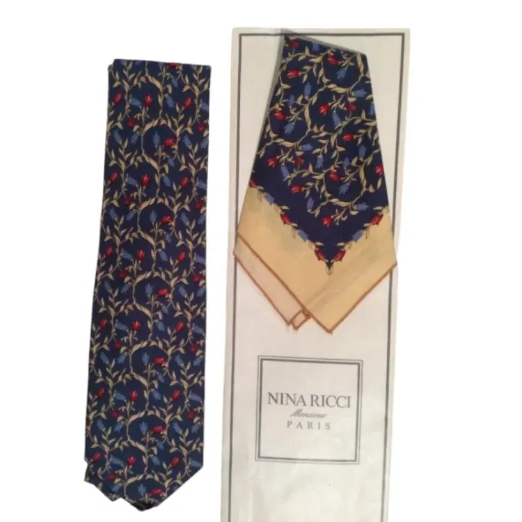 Nina Ricci Silk Tie with Pocket Handerchief-Hover-Image